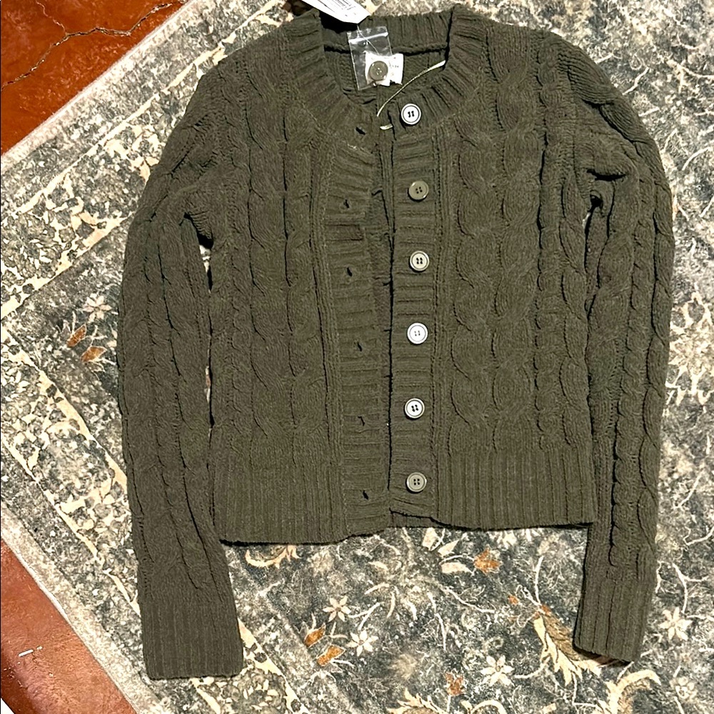 Camo green brand new Knit Cardigan Sweater s fits smaller